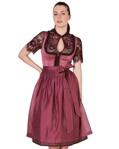 KRÜGER COLLECTION Dirndl Danila 114166 | Pink 70cm 38 - Dirndl für Damen, stilvolles pinkes Dirndl mit Rüschenbesatz und praktischen Eingriffstaschen, ideal für festliche Anlässe.