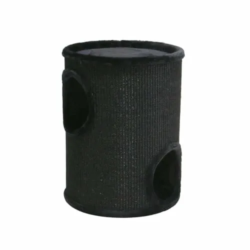 Nobby Kratztonne Dasha I, schwarz - Kratzbaum für Katzen, elegante Leinenoptik und weicher Plüsch für optimalen Komfort und gesunde Krallenpflege.