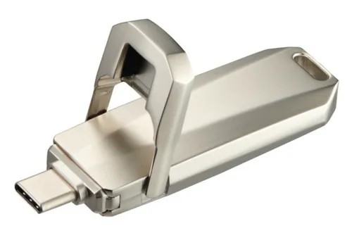 Hama USB-Stick Uni-C Deluxe 128GB, USB-C 3.1 - Schneller USB-Stick mit 90MB/s Übertragungsgeschwindigkeit, ideal für den schnellen Datentransfer. Kompakt und elegant in Silber, perfekt für unterwegs.
