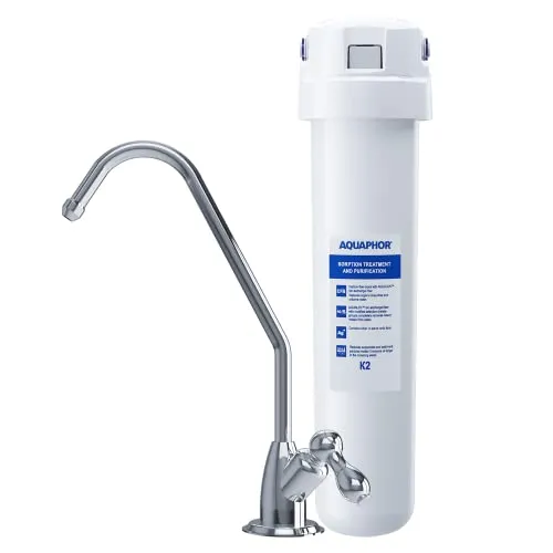 AQUAPHOR Crystal Solo K2 Wasserfilter - 1-Stufen Kompakt-Filtersystem zur effektiven Trinkwasserreinigung von Chlor, Pestiziden und Keimen. BPA-freie Materialien und aktive Silberionen sorgen für sauberes, sicheres Wasser.