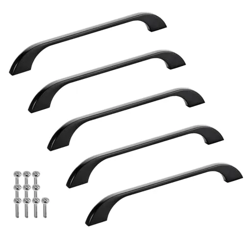 SOTECH 5 Stück Möbelgriffe BLACKLINE XIII BA 160 mm schwarz matt (Länge 198 mm, Breite 10 mm, Höhe 26 mm) Design Aluminium Küchengriffe