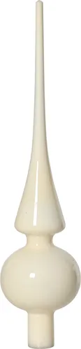 Christbaumspitze Glas 26cm wollweiß glänzend