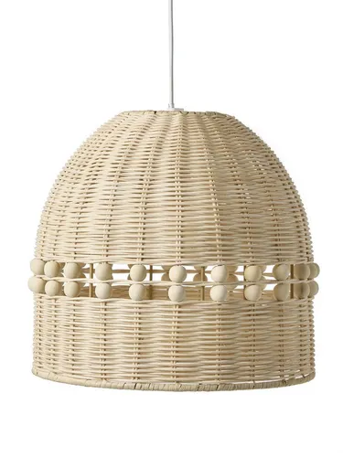 VERTBAUDET Rattan Lampenschirm mit Holzkugeln in beige von vertbaudet
