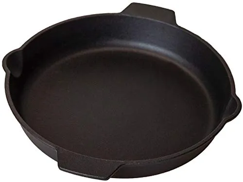 Grillfürst Gusseisenpfanne mit Zwei Henkel-Griffen Ø 30 cm - Pfanne für Gasgrill und Herd, extrem hitzebeständig mit gleichmäßiger Wärmeverteilung für perfekte Steaks und Gemüse. Ideal für vielseitige Anwendungen dank hohem Rand und Ausgießern.