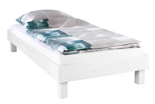 Home4You Bettgestell 100 x 200 cm – Weißes Kiefernholz für Dachschrägen - Bettgestell aus massivem Kiefernholz, ideal für Dachschrägen. Robuste Stellfüße und elegantes Design schaffen einen harmonischen Schlafbereich.