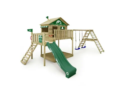 Wickey Spielturm Smart Ocean – Abenteuer-Stelzenhaus mit Rutsche & Kletteranbau - Schaukel- und Spielturm aus wetterfestem, langlebigem Holz mit 10 Jahren Garantie. Ideal für kreative Spielabenteuer im eigenen Garten!