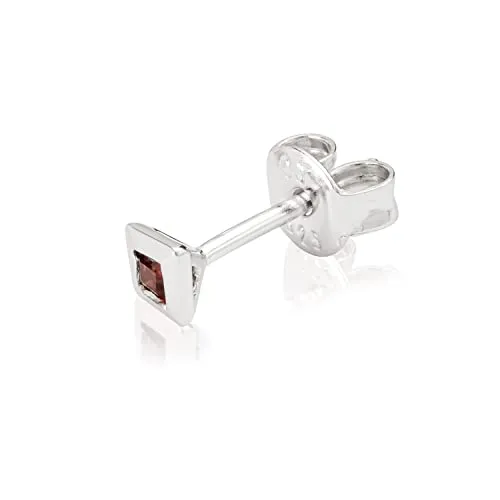NKlaus Einzel 3,7mm Quadrat Ohrstecker 925 Sterling Silber echt Granat Ohrring Unisex 3769