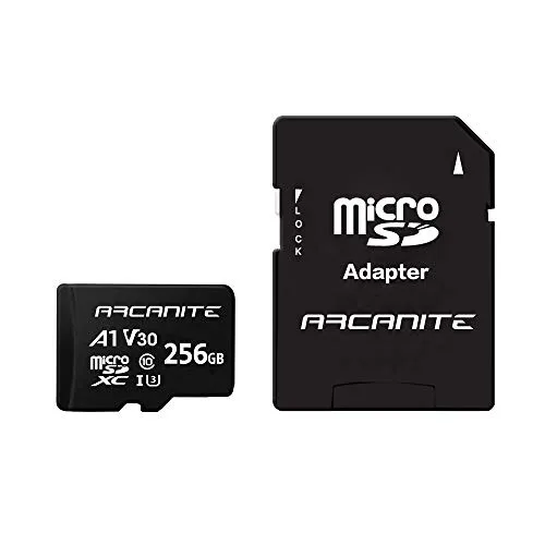 ARCANITE 256 GB microSDXC-Speicherkarte mit Adapter - A1, UHS-I U3, V30, 4K, C10, MicroSD, Lesegeschwindigkeit von bis zu 90 MB/s