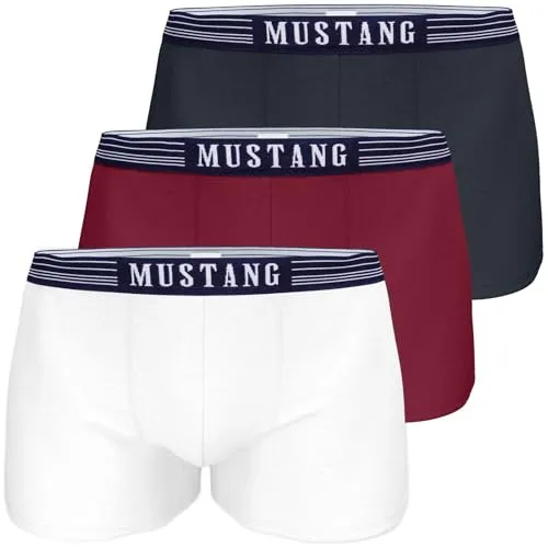 MUSTANG Herren Boxershorts Retropants 3er-Pack Navy/Weiß/Rot