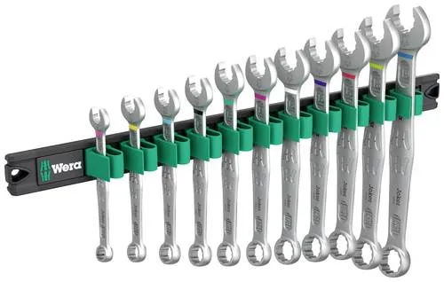Wera Magnetleiste 9640 Ringmaulschlüssel-Satz 6003 Joker - 11-teilig - Werkzeug-Set mit 11 Ringmaulschlüsseln und praktischer Magnetleiste für sicheren Halt. Der innovative Joker 6003 ermöglicht einfaches Arbeiten in engen Bauräumen durch 7,5° abgewinkeltes Maul.