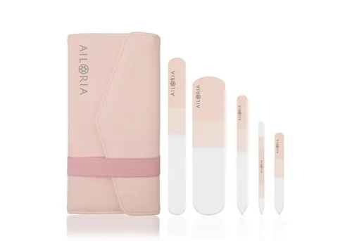 AILORIA Glasnagelfeile CONTOUR LUXE 5-tlg. Set - Nagelpflege: 5-teiliges Glas-Nagelfeilenset mit hygienischen und langlebigen Feilen aus 100% Glas, ideal für präzises und schonendes Feilen Ihrer Nägel.