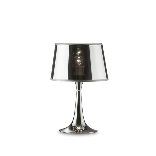 Ideal Lux Tischleuchte LONDON CROMO TL1 SMALL, E27, Chrom - Elegante Tischleuchte für den Innenbereich, aus hochwertigem verchromtem Metall, ideal für stilvolle Akzente in jedem Raum.