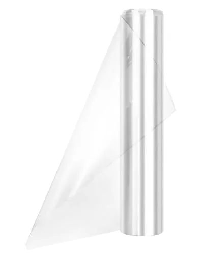 QWORK® Cellophan Rolle, 80 cm x 60 m, Transparentes Geschenkpapier, Geschenkkörbe aus Zellophan, Zum Verpacken von Blumen und Geschenken