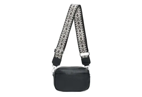 ITALYSHOP24 Schultertasche Damen kleine Umhängetasche CrossBody Crossover Handytasche Geldbörse (Spar-Set aus einer Tasche mit einem breitem Muster Stoffgurt/Umhängeband), Bodybag, Brusttasche, Hüfttasche, Muster Taschengurt, leicht Gewicht
