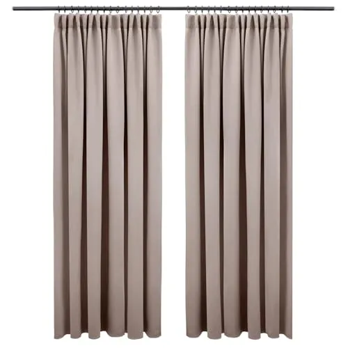 Blumtal Verdunklungsvorhänge 2er Set 175x140 cm - Blickdicht & Hitzeregulierend in Taupe - Genieße optimale Abdunkelung und Schutz vor unerwünschter Sonneneinstrahlung mit unseren Oeko-TEX zertifizierten Vorhängen. Einfaches Kräuselband für die Montage und 100% blickdicht für mehr Privatsphäre.