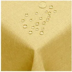 DecoHomeTextil Heimtextilmanufaktur Tischdecke Leinen Optik Tischdecke Tischtuch Abwaschbar Wasserabweisend gelb Eckig 135 x 180 cm