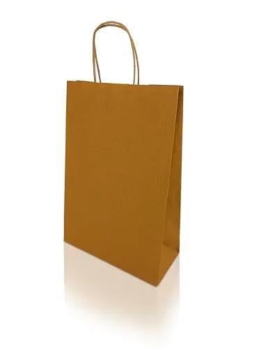 h-Green Papiertragetaschen 220x330x100 mm (200 Stück), tragbare Papiertüten mit 7kg Tragfähigkeit, recycelbare Geschenktüten aus 100% FSC® zertifiziertem Recycling-Kraftpapier, 90g/m², braun gerippt
