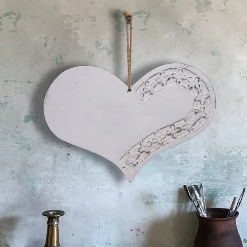 Holzfigur, Herz, Groß, Weiß, Dekoration, Hängend
