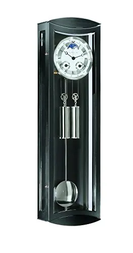 Pendelwanduhr Regulator Hermle -Mornington- 70650-740058 - Lampen: Elegante Pendelwanduhr mit Datum, Mondphase und hochwertigem 8-Tage-Seilzugwerk in edlem Schwarz, ideal für stilvolle Wohnräume.