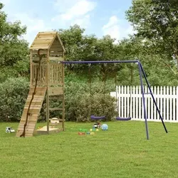 vidaXL Spielturm aus kesseldruckimprägniertem Kiefernholz - Entdecke den ultimativen Spielspaß im eigenen Garten mit diesem stabilen Spielturm! Aus robustem, imprägniertem Kiefernholz gefertigt, bietet er eine Kletterwand, Doppelschaukel und Sandkasten für unvergessliche Abenteuer.