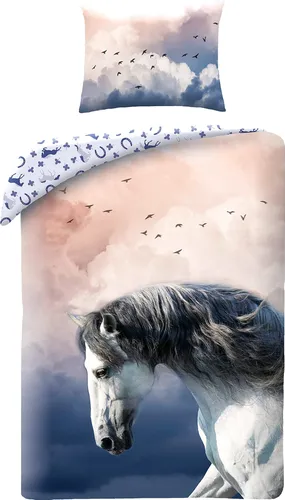 Halantex Bettwäsche mit Pferd, 140x200cm + 70x90cm, 100% Baumwolle