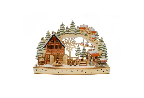 HTI-Living Schwibbogen LED Schwibbogen Winterliche Dorfidylle (1-tlg), Lichterbogen Weihnachtsdeko batteriebetrieben