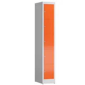 ClassiX Schließfachschrank X-520514, rot - Stabiler 5-Fächer Schrank aus Stahl mit Zylinderschloss, ideal für sichere Aufbewahrung. Maße: 31 x 180 x 50 cm, komplett montiert geliefert.