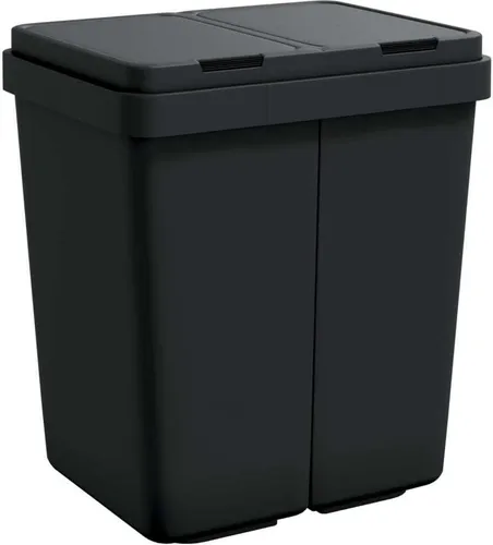 vidaXL Duo Mülleimer Anthrazit 2x25 L - Haushaltszubehör - Doppel-Mülleimer mit zwei Fächern für effiziente Mülltrennung und Recycling, aus langlebigem PP-Material, ideal für Küche und Büro.