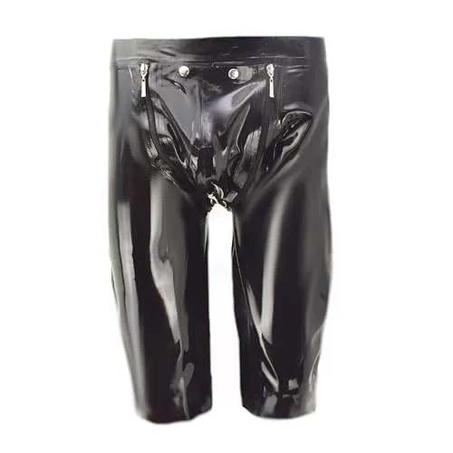 Latex Long Shorts mit Doppel-Reißverschluss/Innenbeutel Size:XL