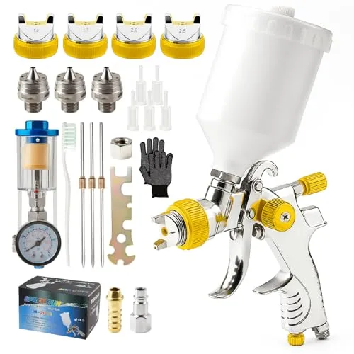 Toemics HVLP Lackierpistole Set mit 4 Düsen