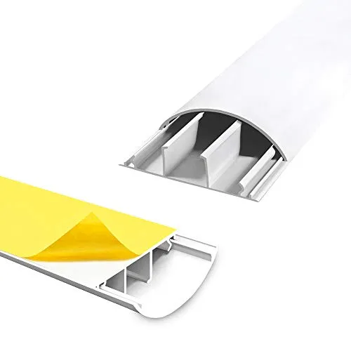 Fussboden TV Kabelkanal Kabelbrücke selbstklebend 2 x 1 m Weiss 70 x 20 mm Wand Boden Fußboden halbrund rund ARLI 2 Stück