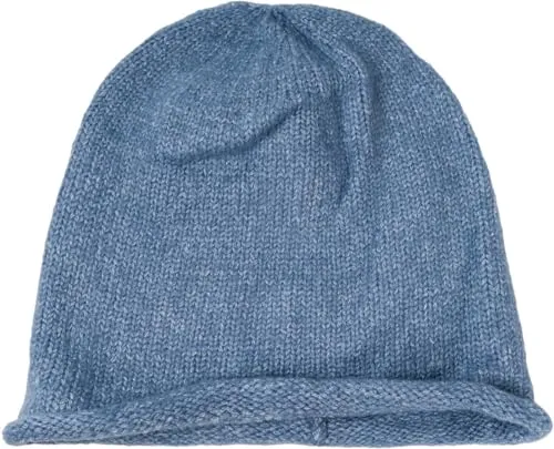 styleBREAKER Unisex Oversize Strick Beanie Mütze mit Rollrand, Warme Winter Strickmütze Einfarbig, Loose fit 04024207, Farbe:Jeansblau