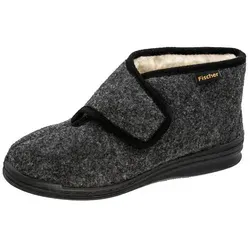 Fischer-Markenschuh Basti Hausschuh mit Klettverschluss - Hausschuhe mit wärmendem Schurwollfutter und verstellbarem Klettverschluss für optimalen Komfort. Ideal für kalte Tage und in Weite H für mehr Platz.