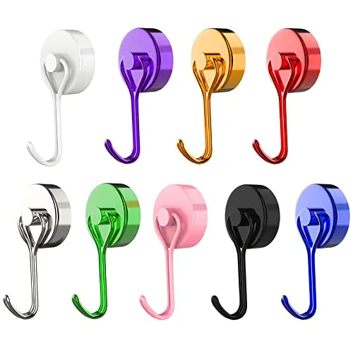 DUTIFUL Magnet Haken 15kg Magnethaken Extra Stark 360 Grad Drehbar Neodym Magnete mit Haken Super Starker Magnetischer Haken für Küche Schlafzimmer Büro Schließfächer Kühlschrankmagnet