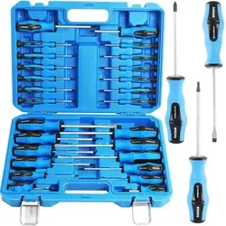 TECPO Schraubendreher Satz 26-teilig - Schraubendreher-Set für Kreuz, Schlitz, Sechskant und Torx Schrauben, mit robusten S2 Stahlklingen und ergonomischem 2K-Griff für optimale Kraftübertragung, komplett im stabilen Kunststoffkoffer.