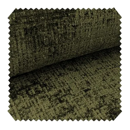 novely® CRETA Glänzender Chenille-Polsterstoff, Robuster Möbelstoff, Schwer Entzündbarer Bezugsstoff, Pflegeleichte Meterware 1lfm | Farbe: 38 Olivgrün