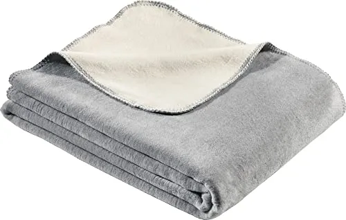 LOOKS BY WOLFGANG JOOP Wohndecke Baumwollmischung wollweiß/hellgrau Größe 150x200 cm