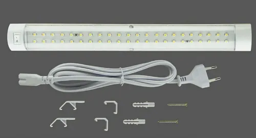 TRANGO LED Unterbauleuchte, 2460 LED Unterbaulampe *Moon* Lichtleiste, Küchen Unterbauleuchte 330mm lang 3,6 Watt 230V inkl. ON/Off Schalter 4500K Neutralweiß Led Leiste, Aufbauleuchte, Schrankbeleuchtung, Unterbauleiste