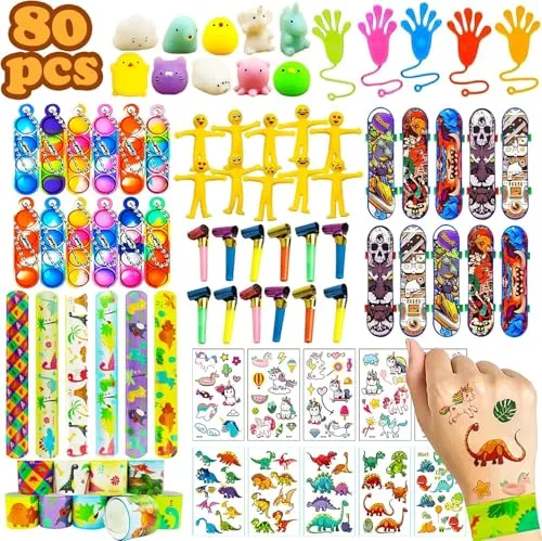Wleozys 80 Stück Mitgebsel Kinder Kindergeburtstag Spielzeugset,Partyspielzeuge, Sortiment Party Tasche Füller für Jungen Mädchen, Partytütenfüller, Spielzeug-Großpackung für Kinder.