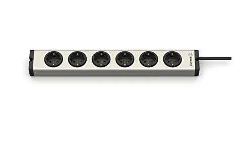 EHMANN 0600x00062033 Aluminium Steckdosenleiste Universal 6-Fach, 3 m Zuleitung