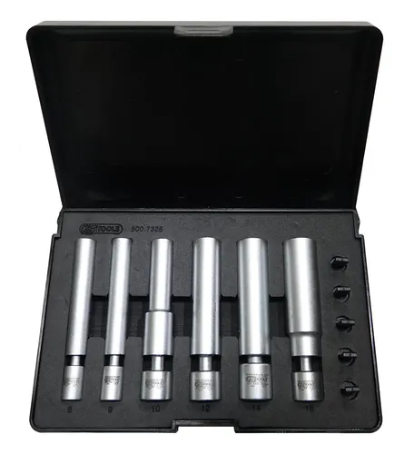 KS Tools 500.7325 Spezial-Glüh- und Zündkerzen-Stecknuss-Satz 11-tlg - Werkzeug-Set mit Gelenk für einfachen Zugang zu Zünd- und Glühkerzen, inklusive Haltegummi für sicheren Sitz und Schutzkappen für PSG-Glühkerzen.