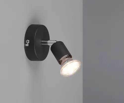 LED Wandstrahler Spot 1 flammig Schwarz Deckenstrahler Treppenhausbeleuchtung
