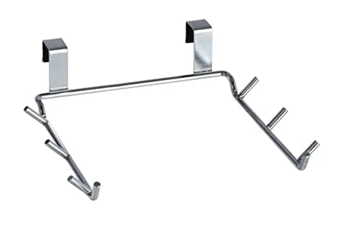 WENKO Tür-Müllbeutelhalter, Halterung für Mülltüten zum Einhängen an Schublade und Schranktür, geeignet für Badezimmer und Küche, ohne Bohren, aus verchromten Metall, 24 x 24,5 x 15 cm