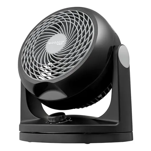 Iris Ohyama Woozoo, Leiser, leistungsstarker & tragbarer Tischventilator, 23m², Reichweite 12m, Oszillation, Vertikale Neigung, Zimmer - Woozoo PCF-HD18 - Schwarz