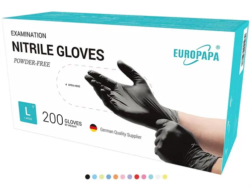 EUROPAPA Nitril-Handschuhe Medical Einmalhandschuhe Untersuchungshandschuhe (200, puderfrei ohne Latex, Gummihandschuhe, EN455 EN374) unsteril latexfrei disposible gloves