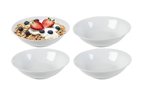 Home4You Schale aus Porzellan, 4er Set - Vielseitiges 4er Set Schalen aus hochwertigem Porzellan. Mit elegantem Design und 23 cm Durchmesser sind sie ideal für jede Tischdekoration. Perfekt für den täglichen Gebrauch oder besondere Anlässe.