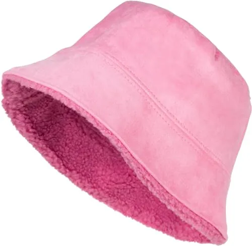 styleBREAKER Unisex Wende Fischerhut in Veloursleder Optik/Teddyfell - Fischerhut für Damen, wendbar mit weichem Teddyfell oder Veloursleder Optik, ideal für kalte Tage und bietet hohen Tragekomfort.