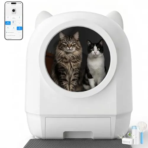 JUMMICO Elektrisches Katzenklo Selbstreinigend, die Selbstreinigende Katzentoilette XXL mit 90L Fassungsvermögen, Doppeltem Geruchsschutzsystem, Mehrfachem Sicherheitssystem und APP-Fernsteuerung