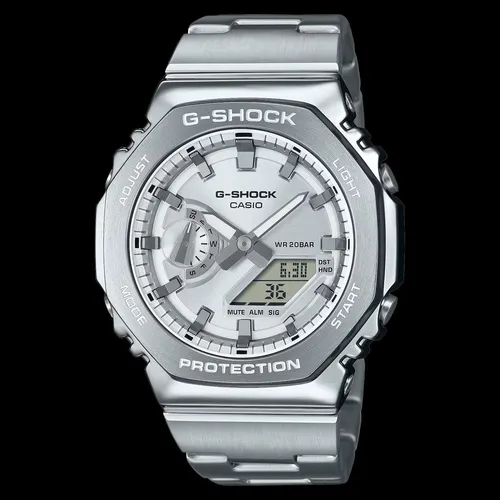 Casio G-Shock Classic GM-2110D-8AER Herrenuhr - Robuste Casio Herrenuhr G-Shock Classic GM-2110D-8AER aus silbernem Resin, ideal für den täglichen Gebrauch und sportliche Aktivitäten.