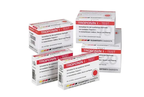 Cleartest Troponin I Schnelltest - Schneller Herzinfarkt-Test, Ergebnisse in nur 10 Minuten. Hohe Sensitivität für präzise Diagnosen, ideal für Notfallambulanzen und Arztpraxen.